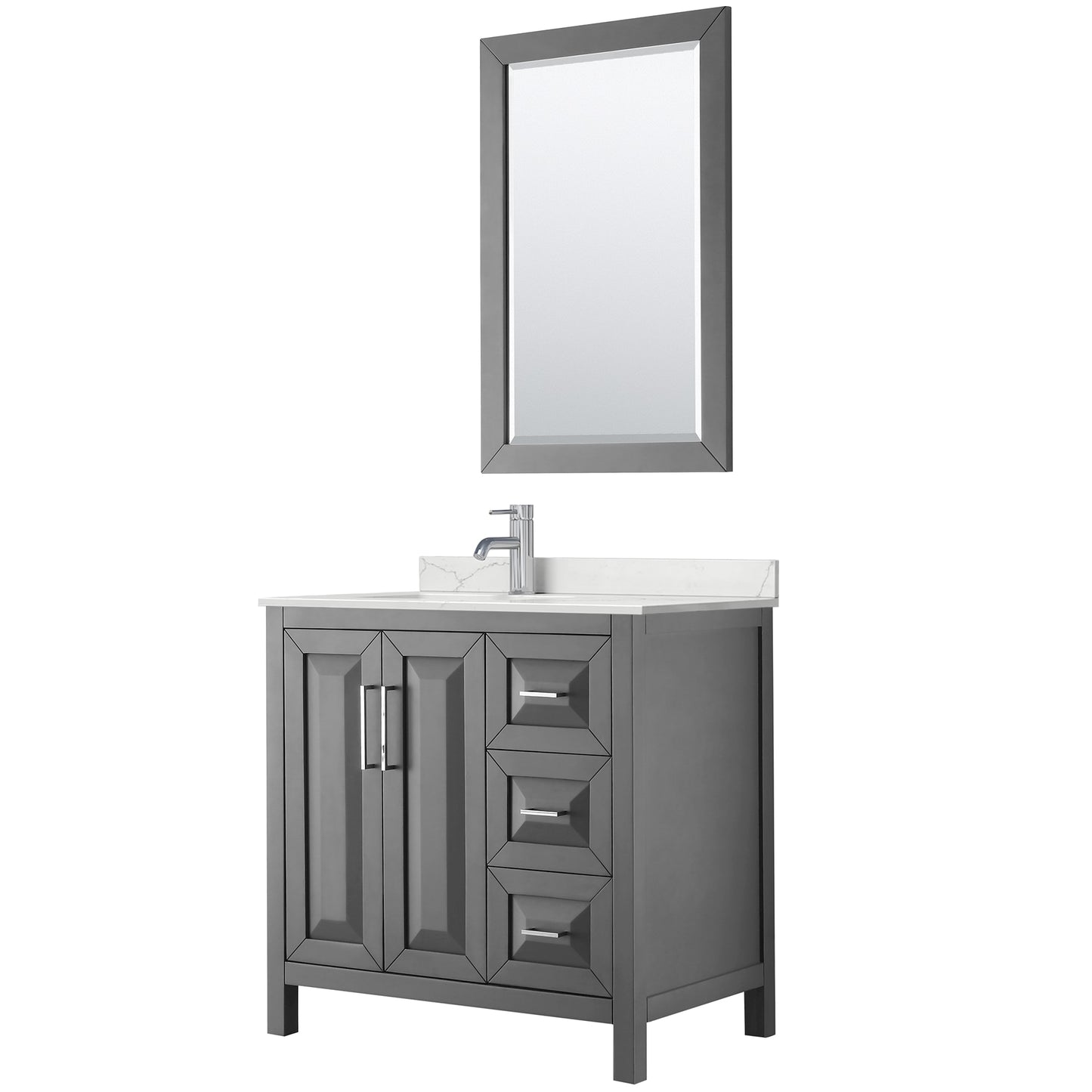 Daria Bathroom Vanity with Countertop 36 inch Single Sink Single hole Faucet Setup