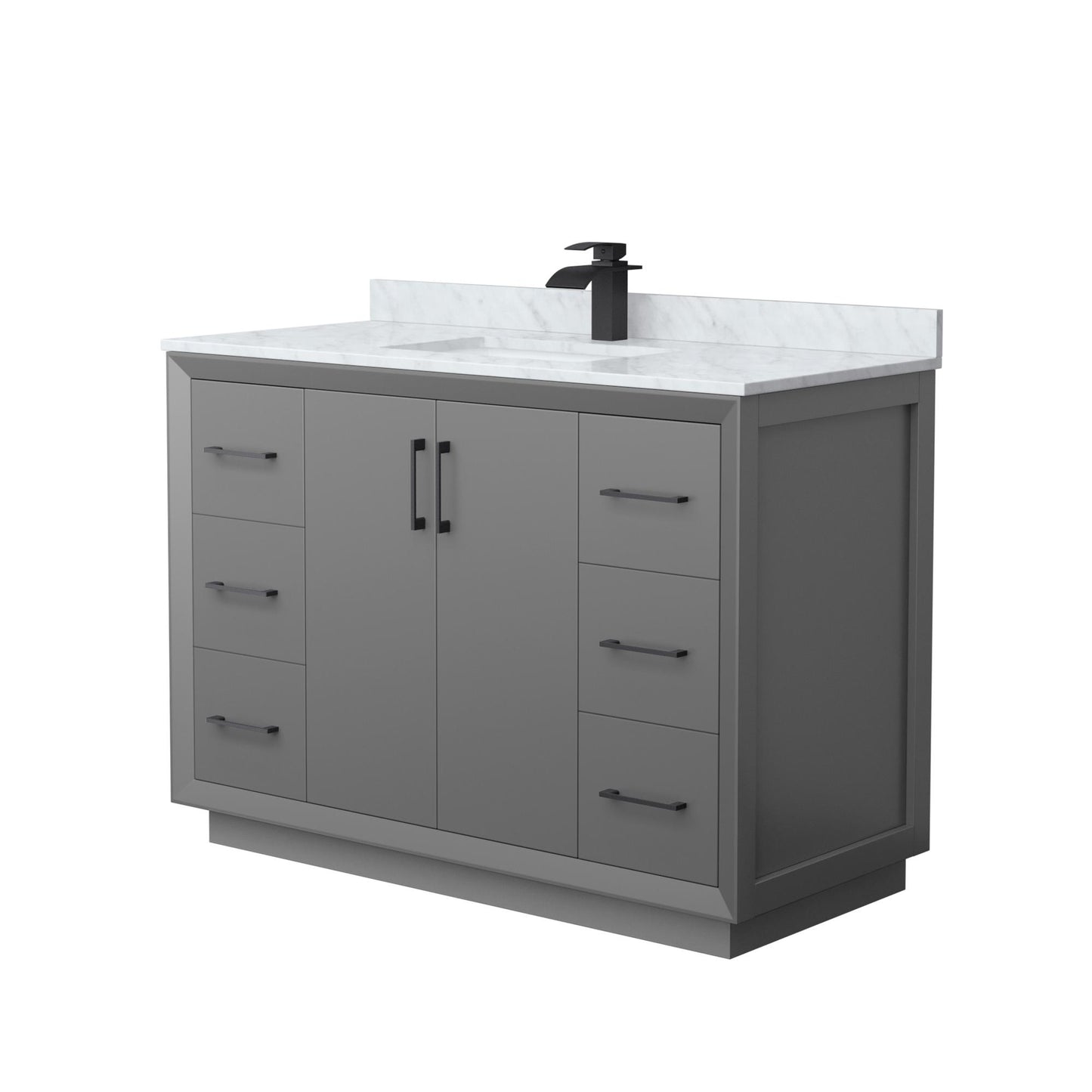 Strada Bathroom Vanity with Countertop 48 inch Single Sink Single hole Faucet Setup