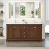 Custom image for Dark Walnut with Brushed Gold Trim / White Quartz / No Mirror