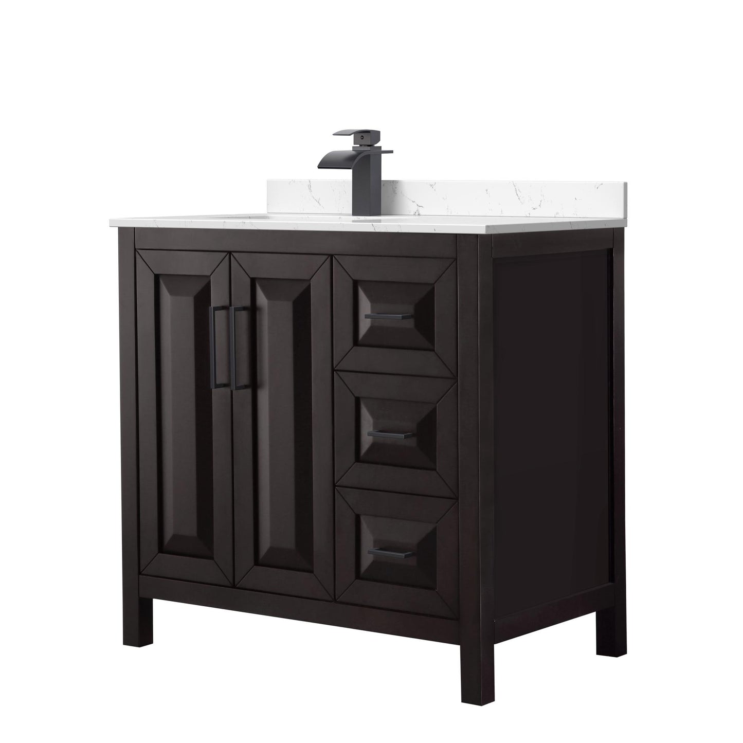 Daria Bathroom Vanity with Countertop 36 inch Single Sink Single hole Faucet Setup