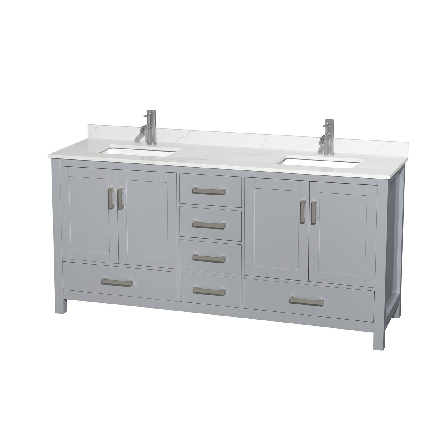 Sheffield Bathroom Vanity with Countertop 72 inch Double Sink Single hole Faucet Setup