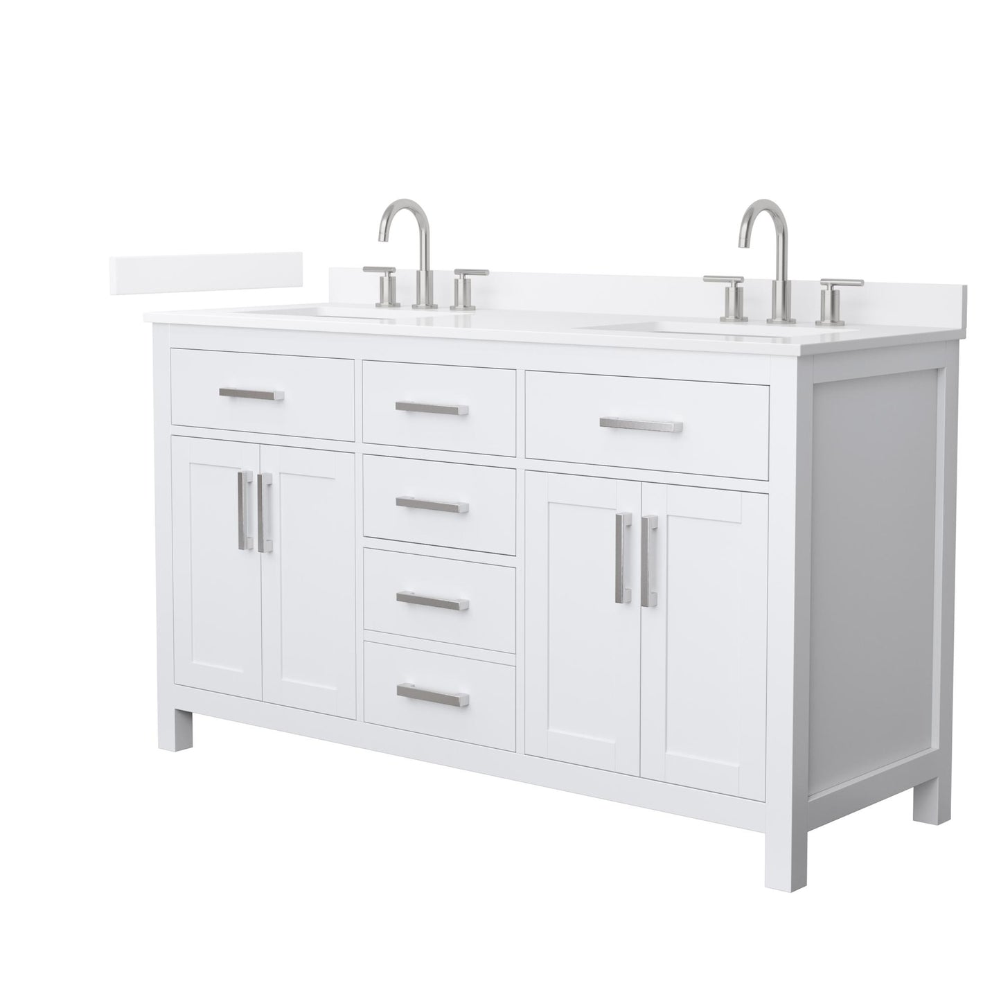 Beckett Bathroom Vanity with Countertop 60 inch Double Sink 3-hole Faucet Setup