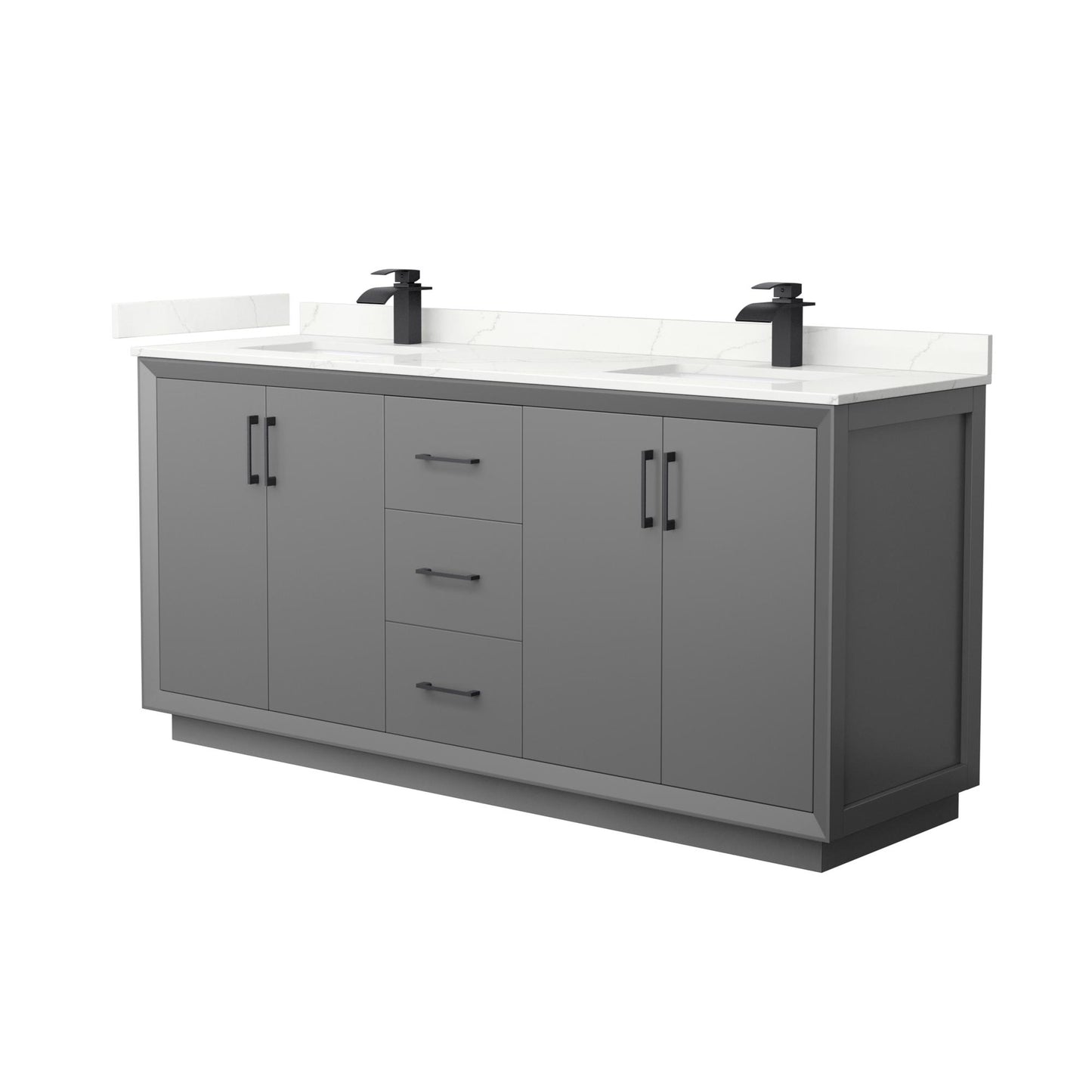 Strada Bathroom Vanity with Countertop 72 inch Double Sink Single hole Faucet Setup