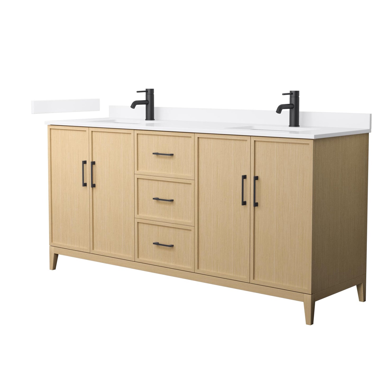 Elan Bathroom Vanity with Countertop 72 inch Double Sink Single hole Faucet Setup