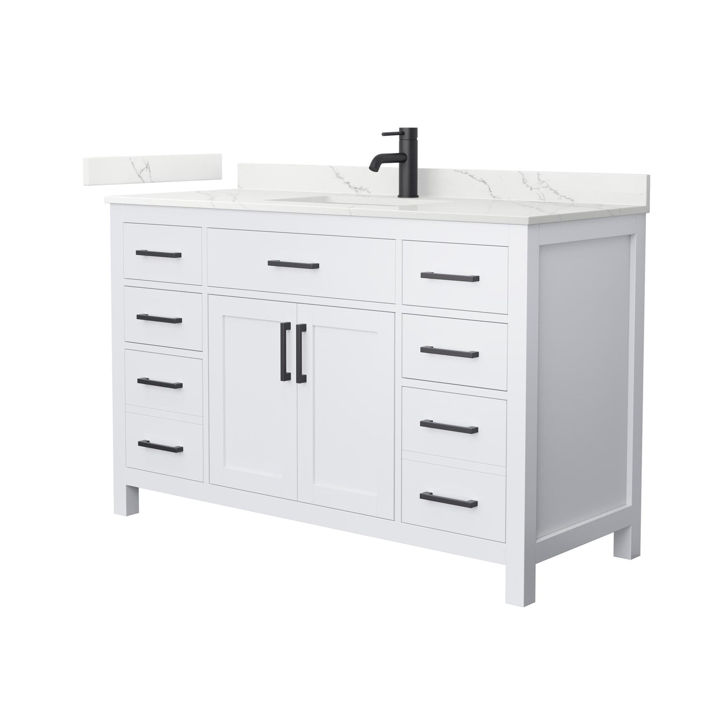 Beckett Bathroom Vanity with Countertop 54 inch Single Sink Single hole Faucet Setup