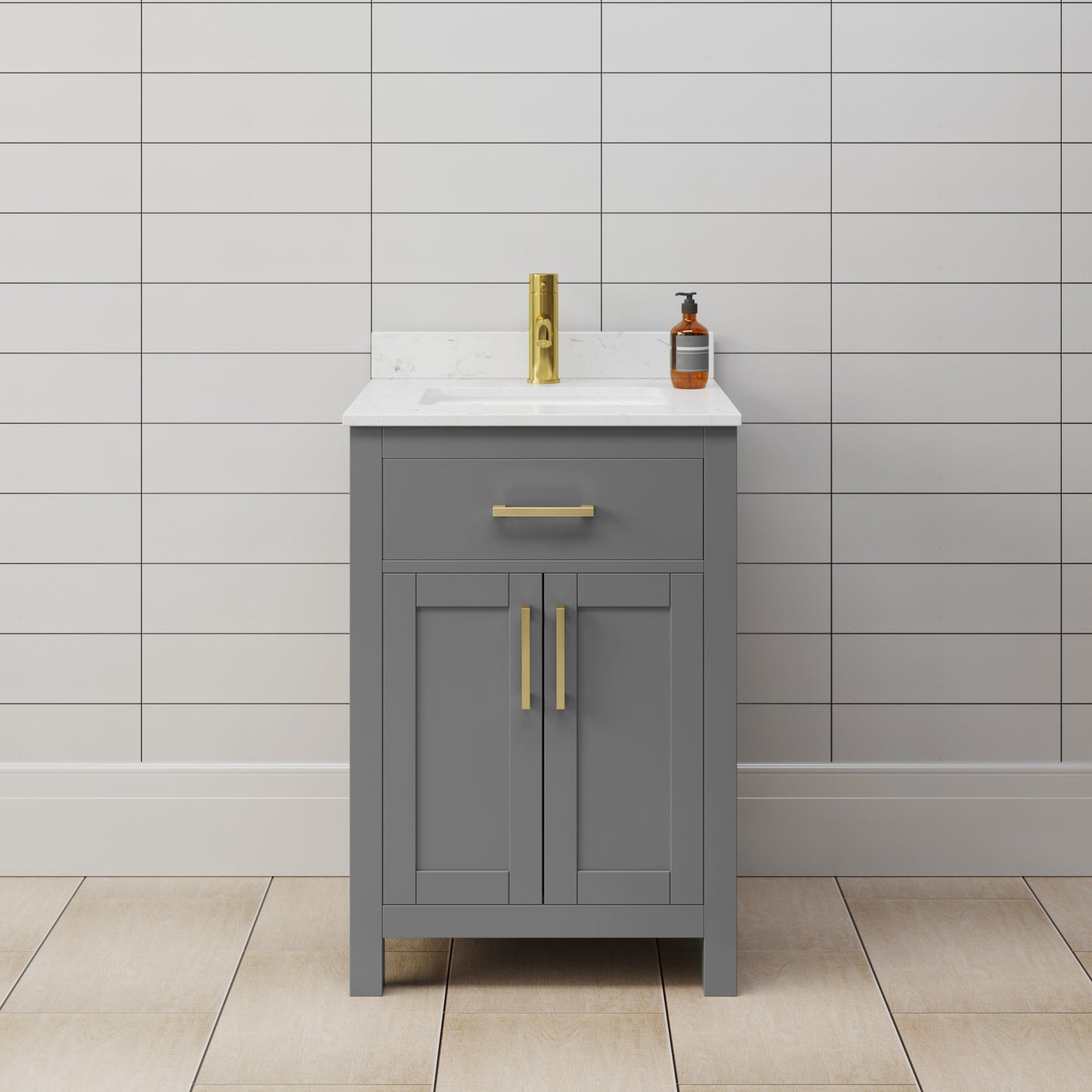 Beckett Bathroom Vanity with Countertop 24 inch Single Sink Single hole Faucet Setup