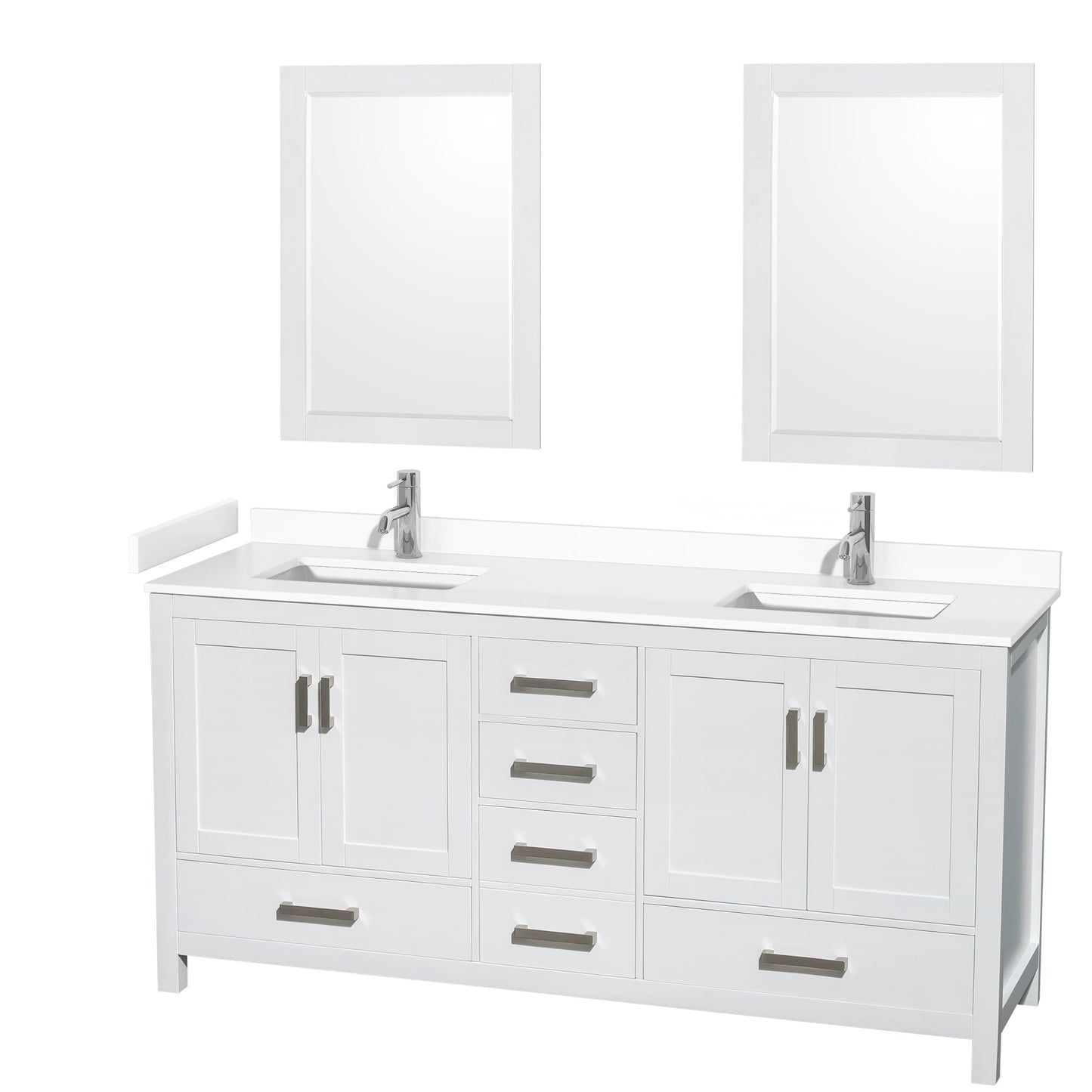 Sheffield Bathroom Vanity with Countertop 72 inch Double Sink Single hole Faucet Setup