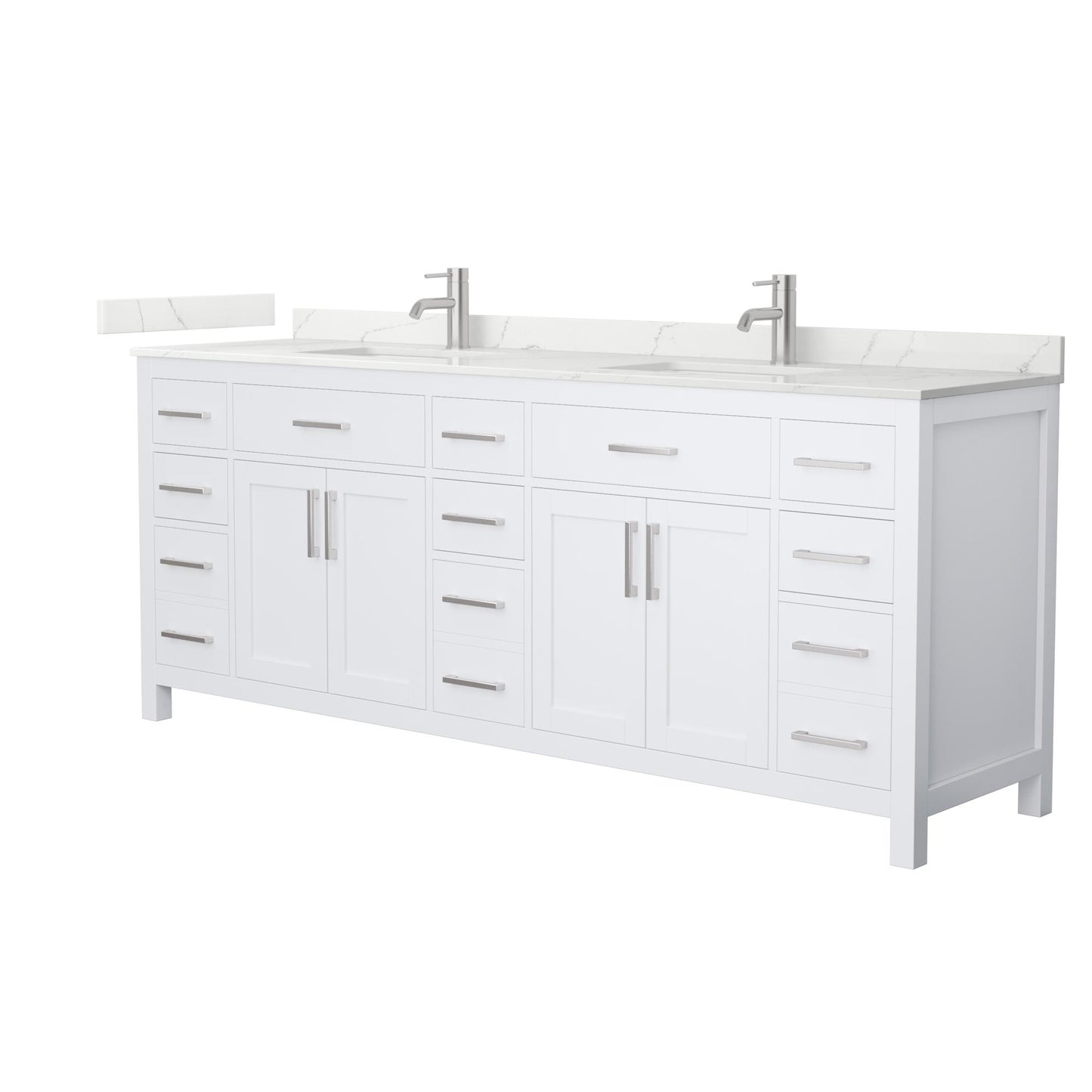 Beckett Bathroom Vanity with Countertop 84 inch Double Sink Single hole Faucet Setup