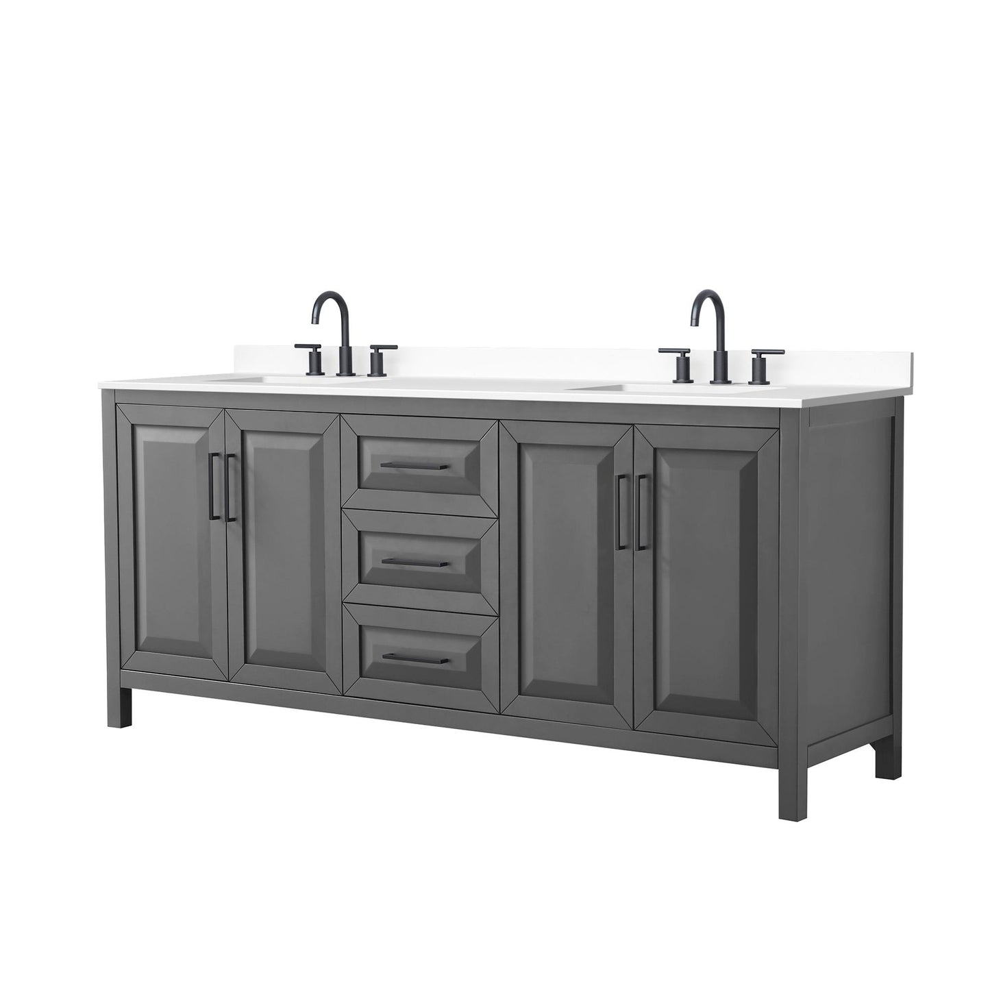 Daria Bathroom Vanity with Countertop 80 inch Double Sink 3-hole Faucet Setup