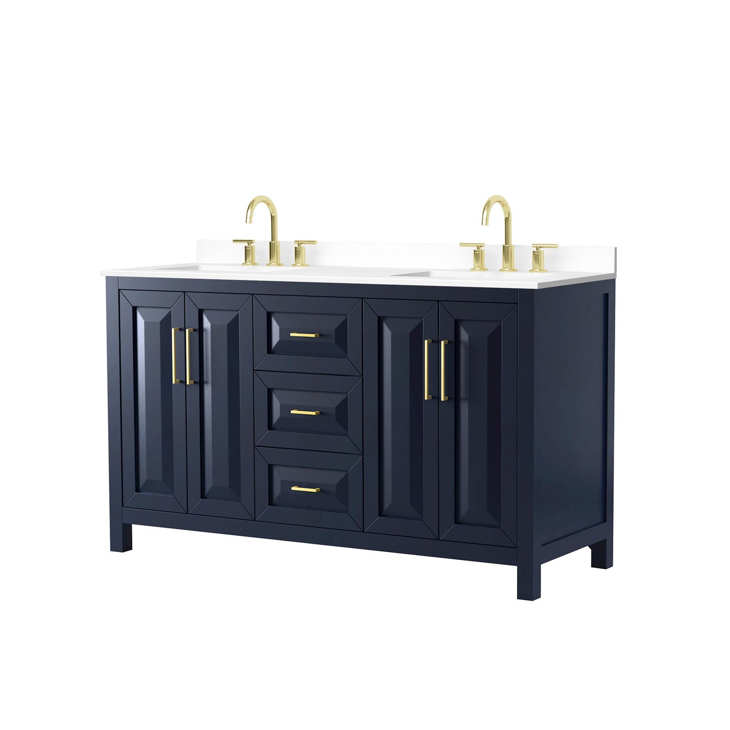 Daria Bathroom Vanity with Countertop 60 inch Double Sink 3-hole Faucet Setup