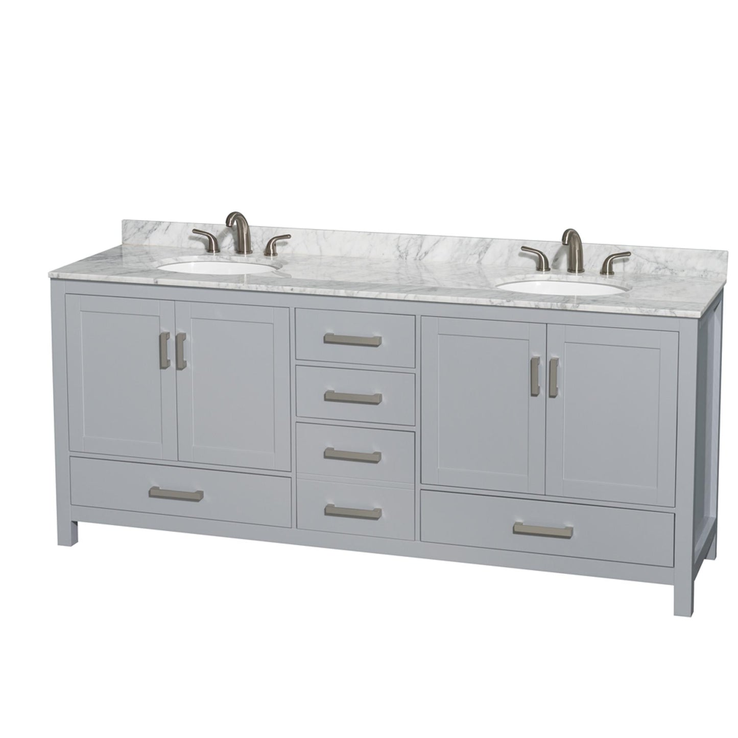 Sheffield Bathroom Vanity with Countertop 80 inch Double Sink 3-hole Faucet Setup