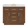 Custom image for Dark Oak with Brushed Gold Trim / Carrara Cultured Marble / No Mirror