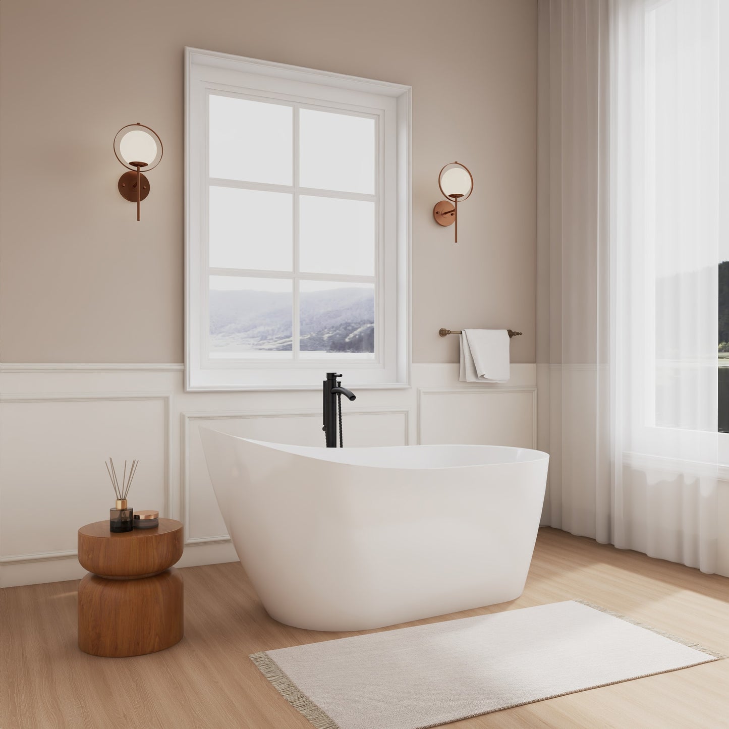 Davia Freestanding Acrylic Bathtub With Faucet 59 inch