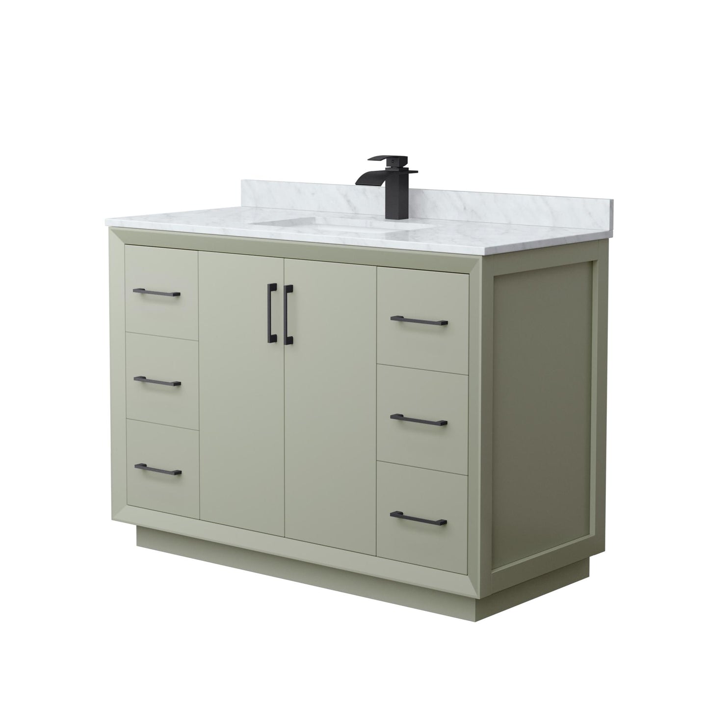 Strada Bathroom Vanity with Countertop 48 inch Single Sink Single hole Faucet Setup