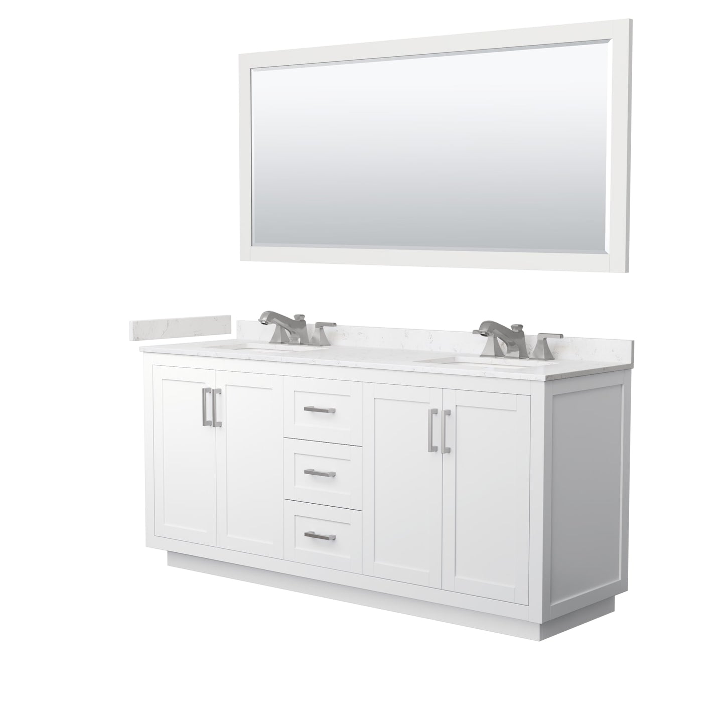Miranda Bathroom Vanity with Countertop 72 inch Double Sink 3-hole Faucet Setup