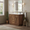 Custom image for Dark Oak with Brushed Gold Trim / Carrara Cultured Marble / No Mirror
