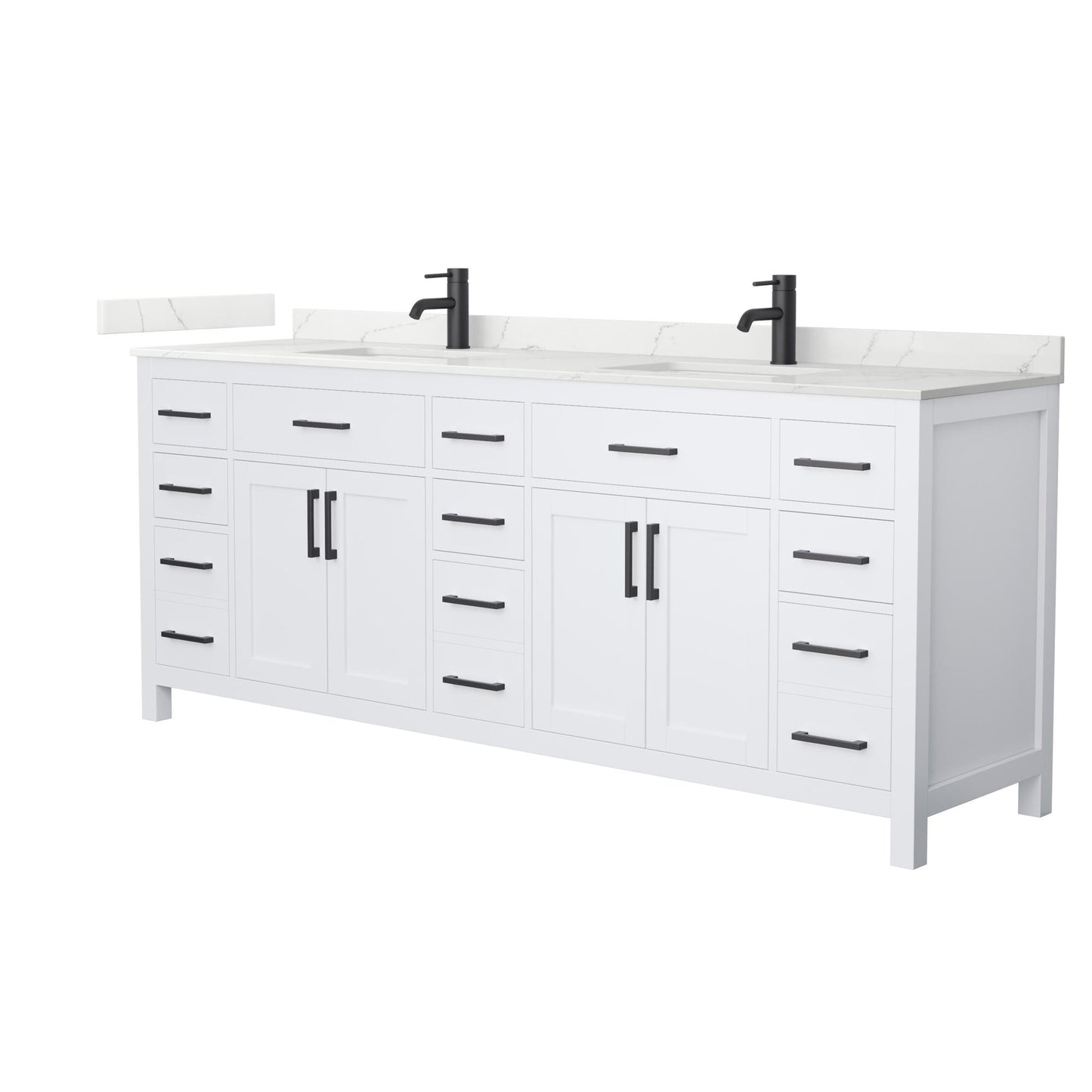 Beckett Bathroom Vanity with Countertop 84 inch Double Sink Single hole Faucet Setup