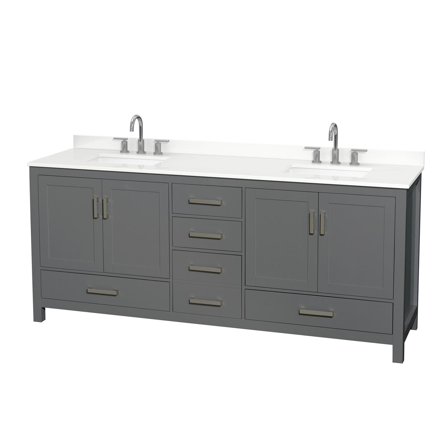 Sheffield Bathroom Vanity with Countertop 80 inch Double Sink 3-hole Faucet Setup