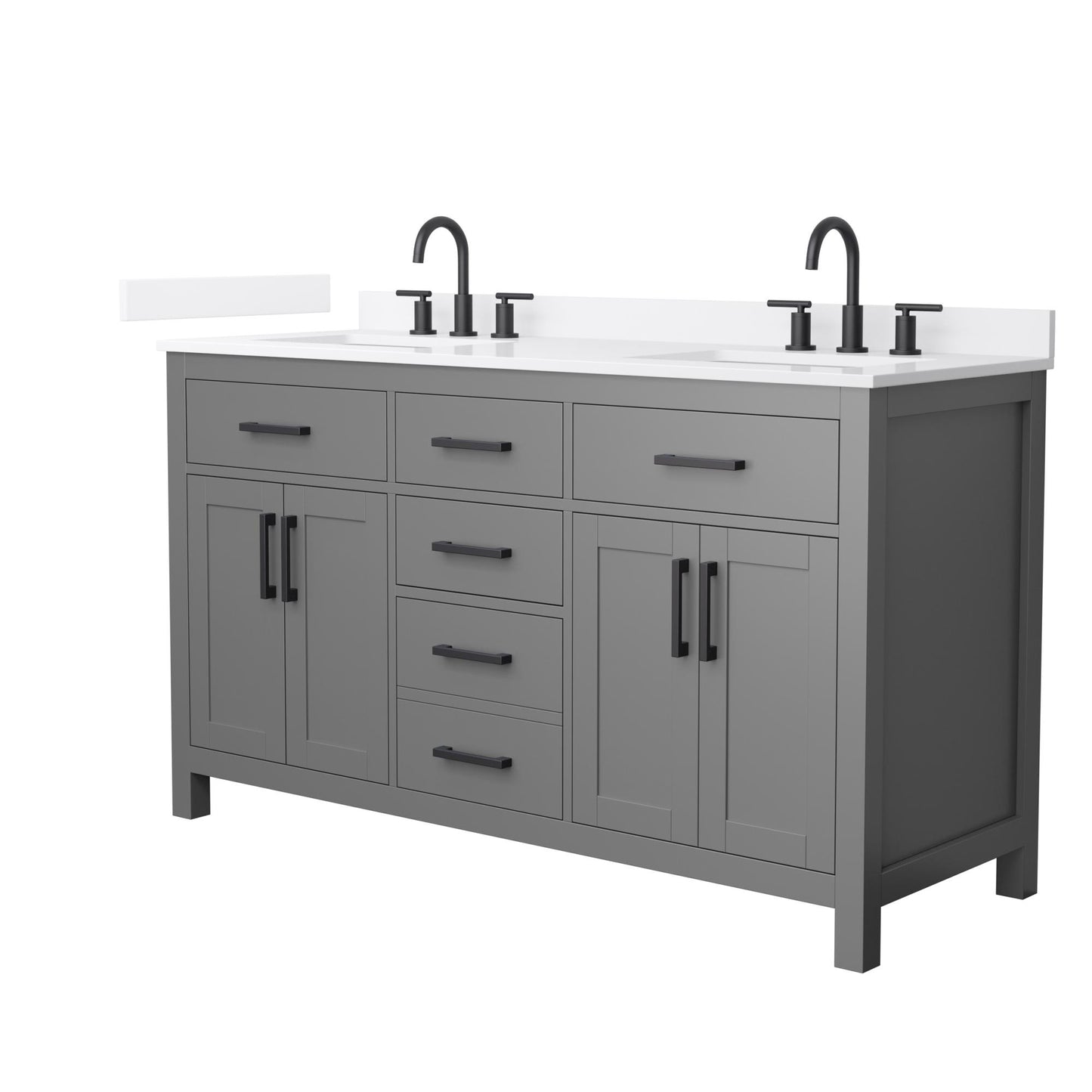 Beckett Bathroom Vanity with Countertop 60 inch Double Sink 3-hole Faucet Setup