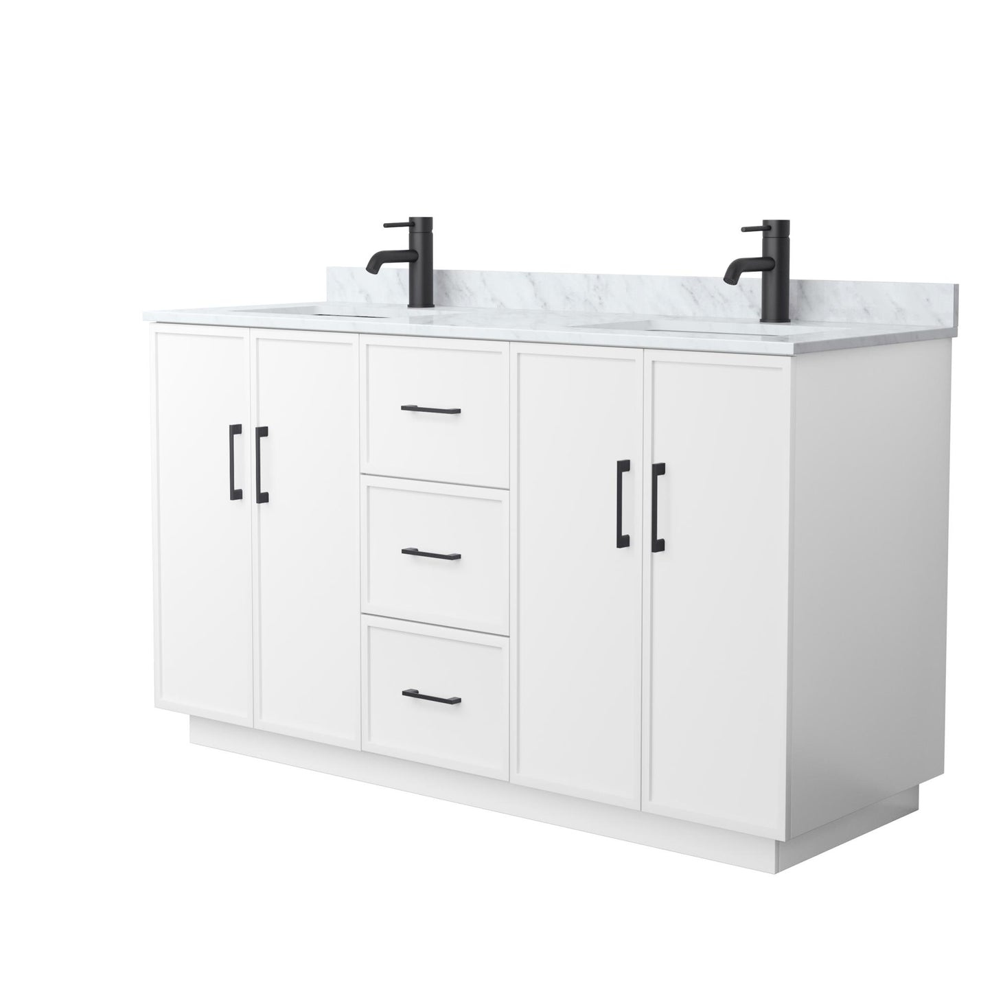 Elan TK Bathroom Vanity with Countertop 60 inch Double Sink Single hole Faucet Setup
