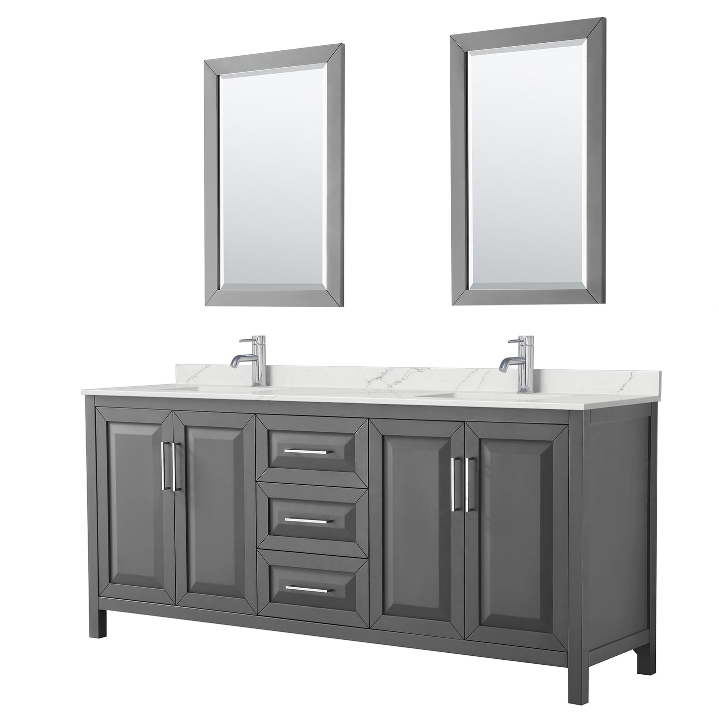 Daria Bathroom Vanity with Countertop 80 inch Double Sink Single hole Faucet Setup