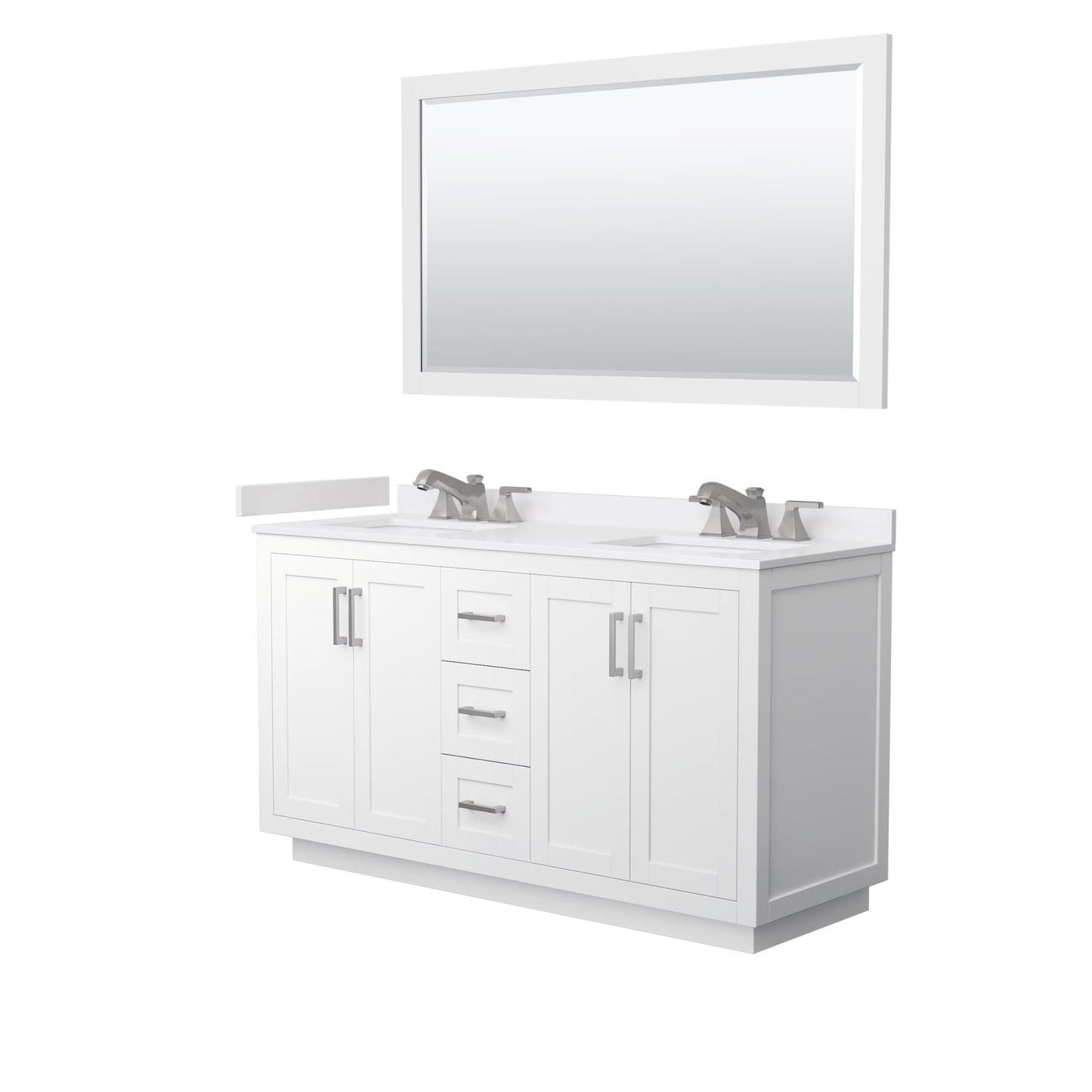 Miranda Bathroom Vanity with Countertop 60 inch Double Sink 3-hole Faucet Setup