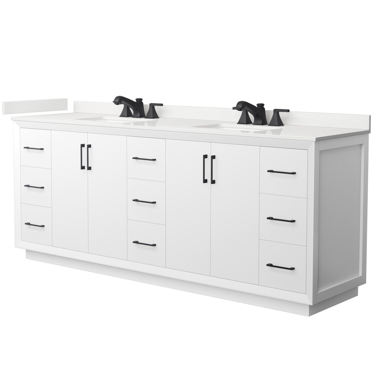 Strada Bathroom Vanity with Countertop 84 inch Double Sink 3-hole Faucet Setup