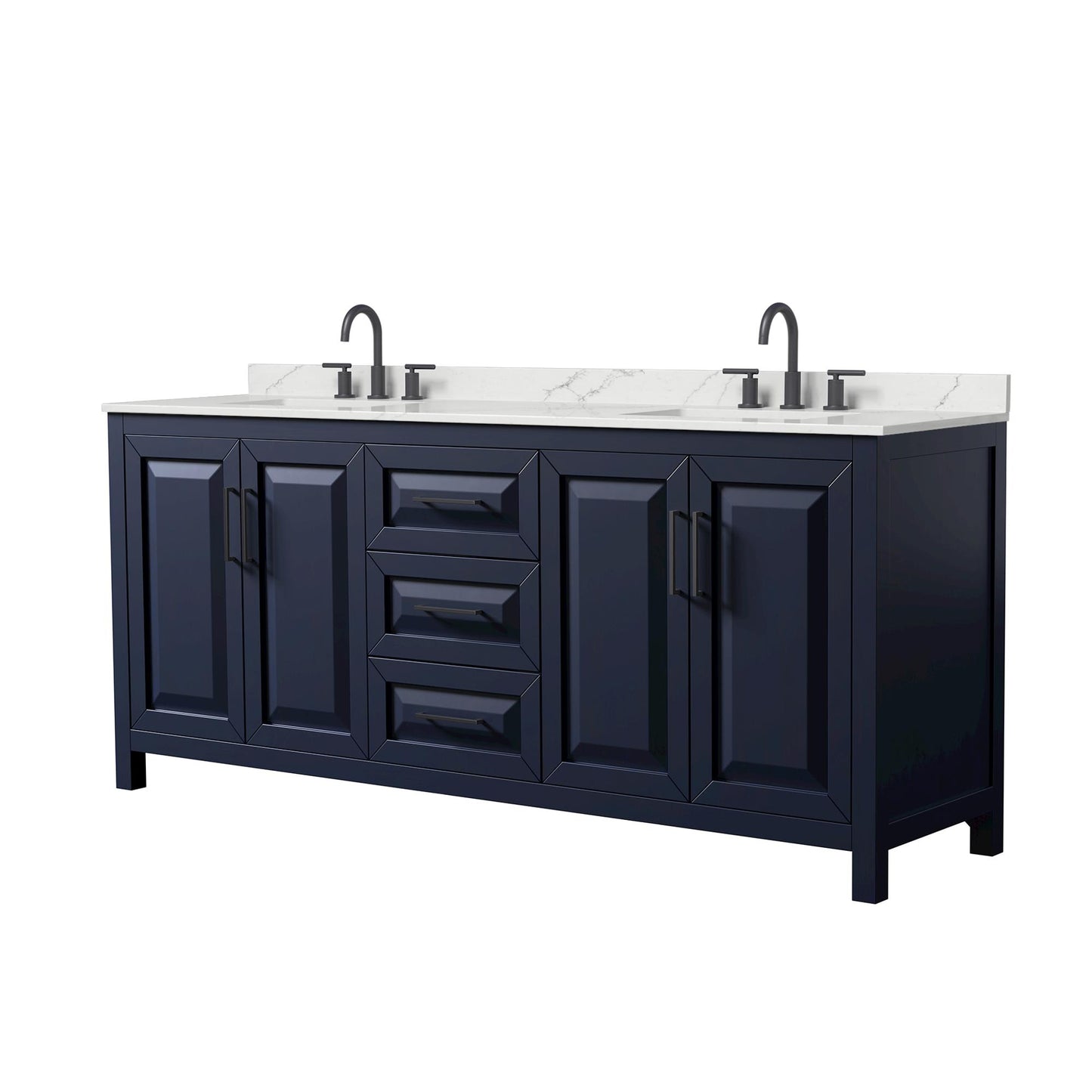 Daria Bathroom Vanity with Countertop 80 inch Double Sink 3-hole Faucet Setup