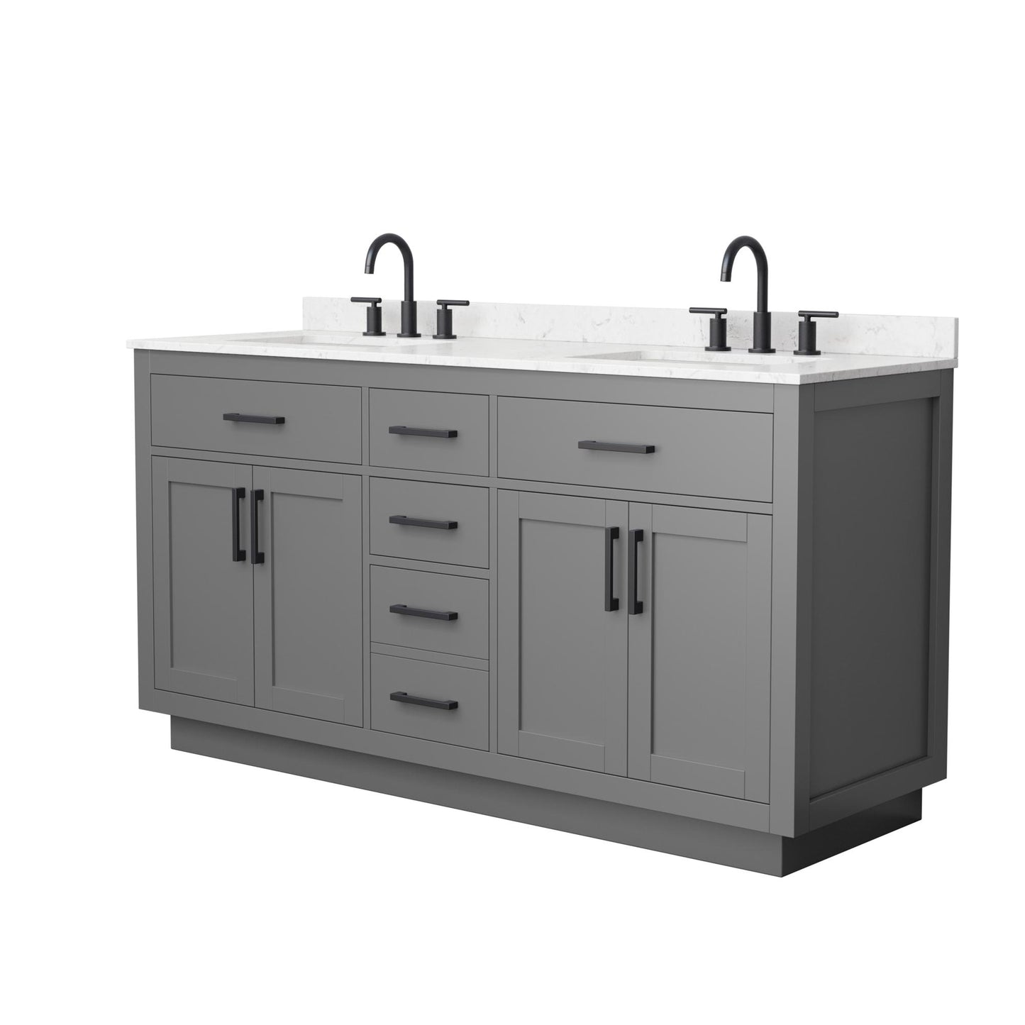 Beckett TK Bathroom Vanity with Countertop 66 inch Double Sink 3-hole Faucet Setup