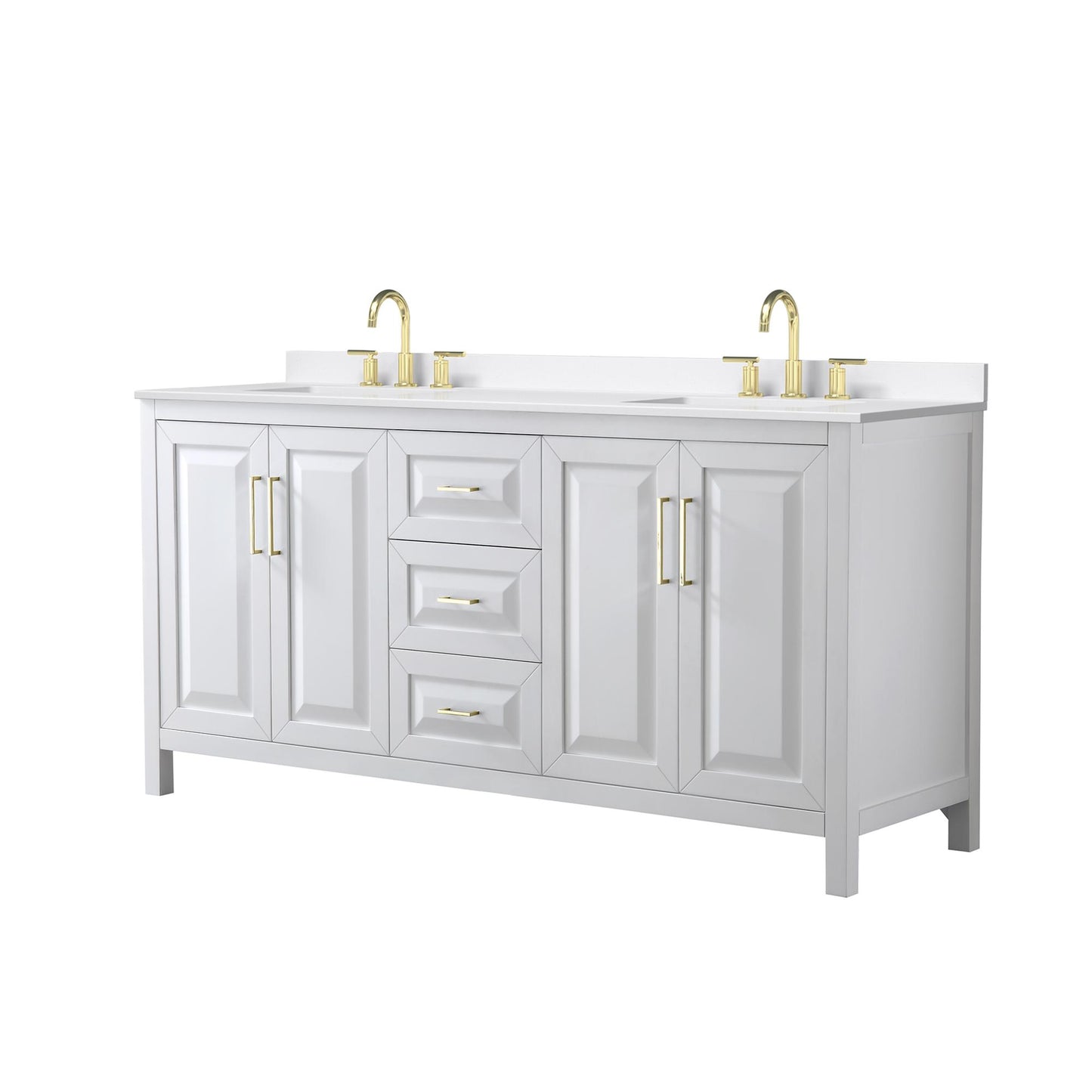 Daria Bathroom Vanity with Countertop 72 inch Double Sink 3-hole Faucet Setup