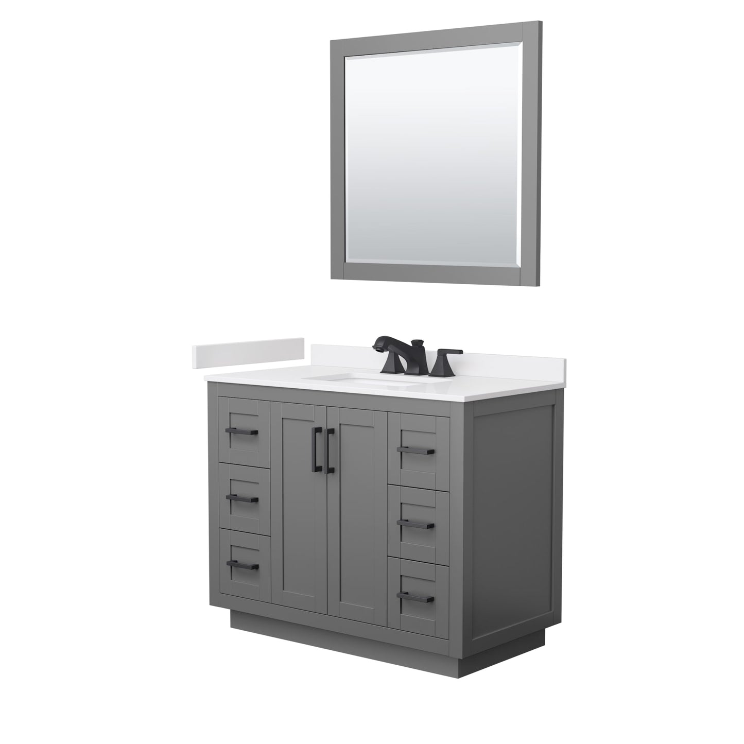 Miranda Bathroom Vanity with Countertop 42 inch Single Sink 3-hole Faucet Setup