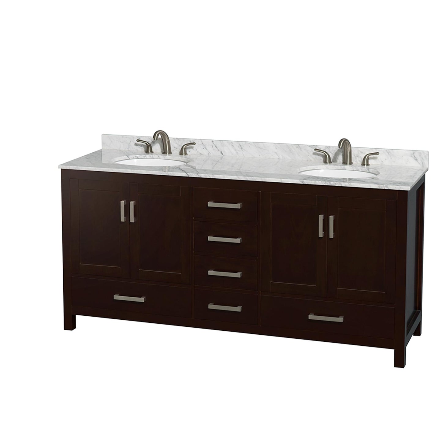 Sheffield Bathroom Vanity with Countertop 72 inch Double Sink 3-hole Faucet Setup
