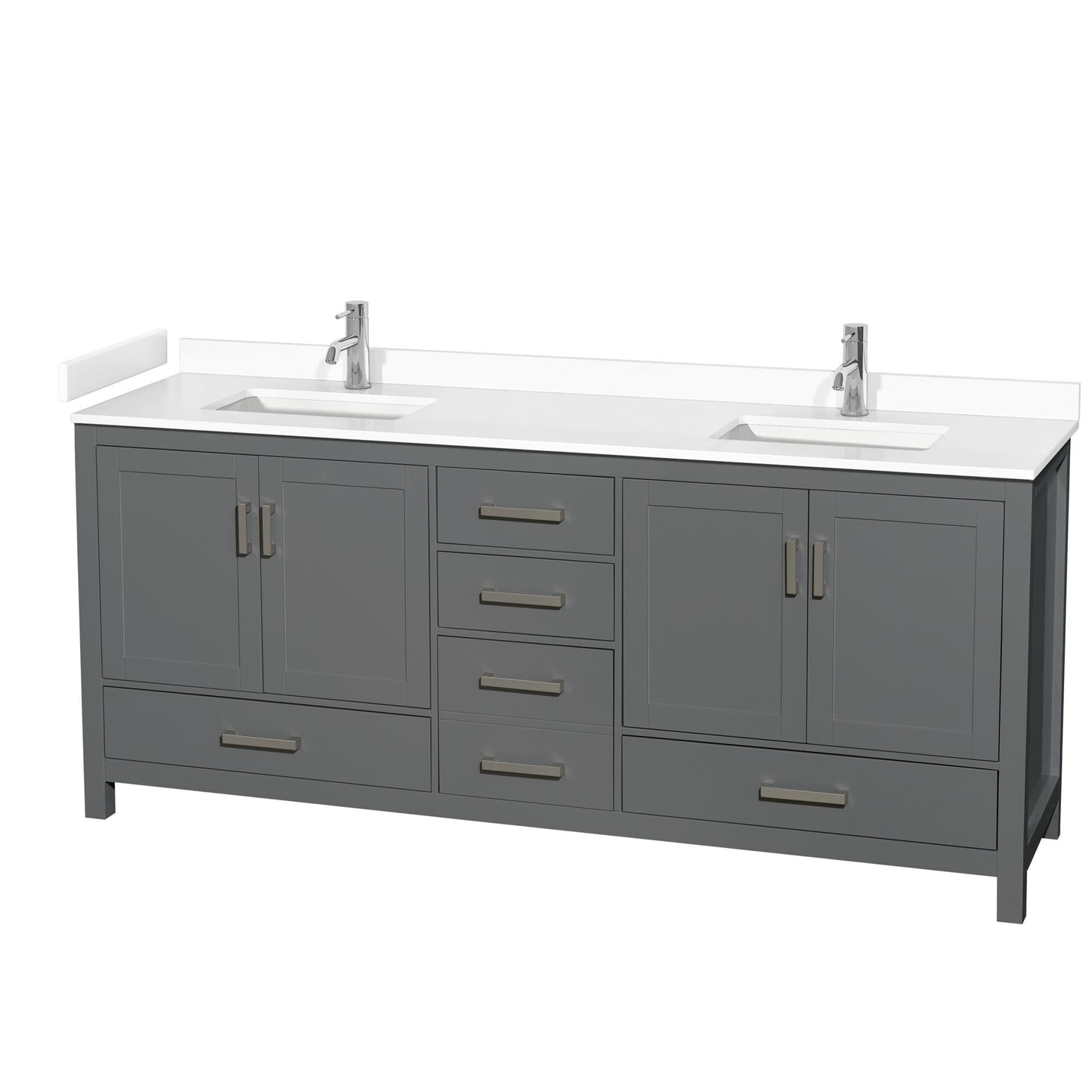 Sheffield Bathroom Vanity with Countertop 80 inch Double Sink Single hole Faucet Setup