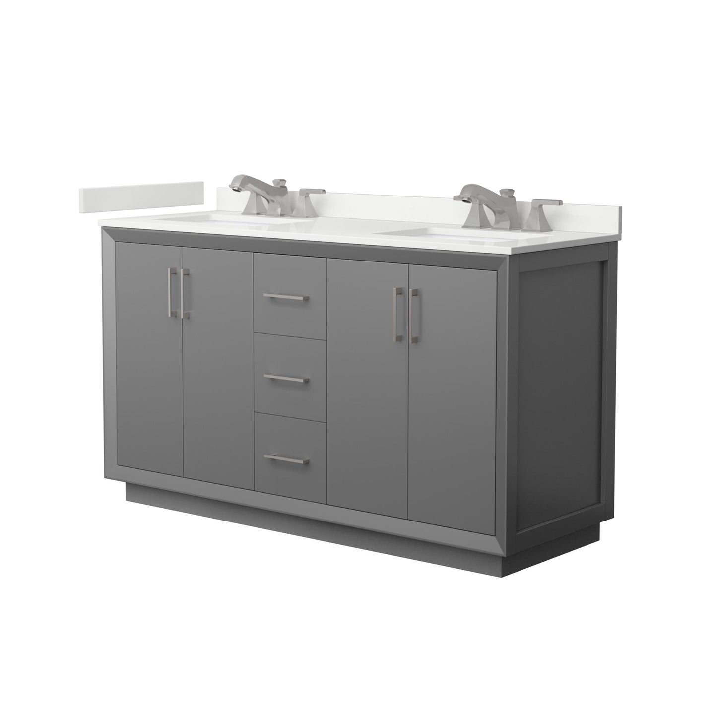 Strada Bathroom Vanity with Countertop 60 inch Double Sink 3-hole Faucet Setup