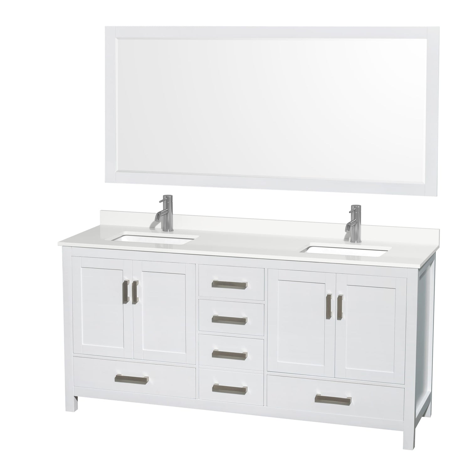 Sheffield Bathroom Vanity with Countertop 72 inch Double Sink Single hole Faucet Setup