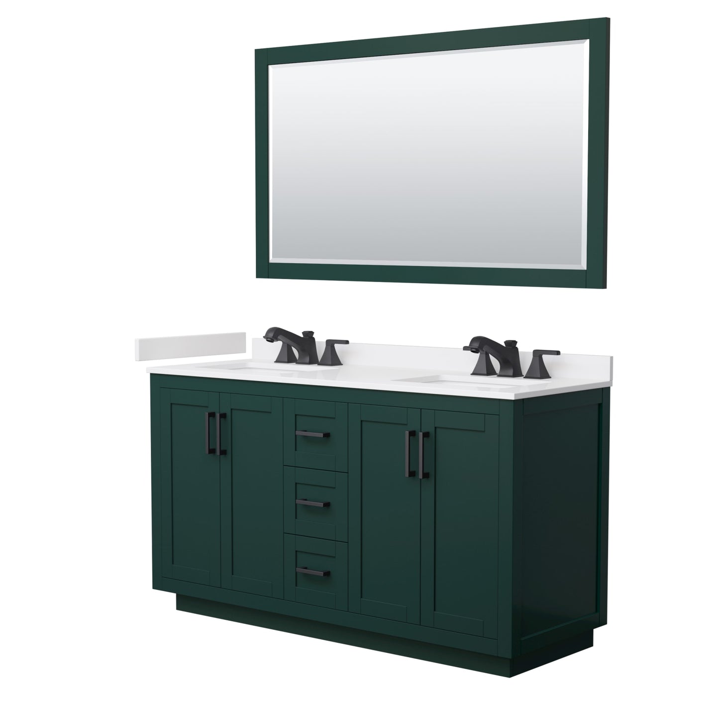 Miranda Bathroom Vanity with Countertop 60 inch Double Sink 3-hole Faucet Setup