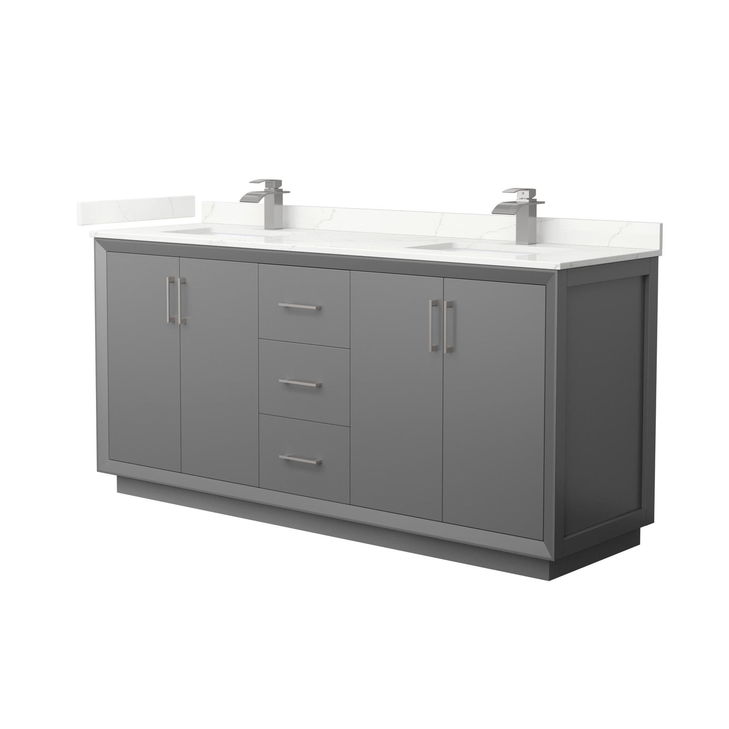 Strada Bathroom Vanity with Countertop 72 inch Double Sink Single hole Faucet Setup