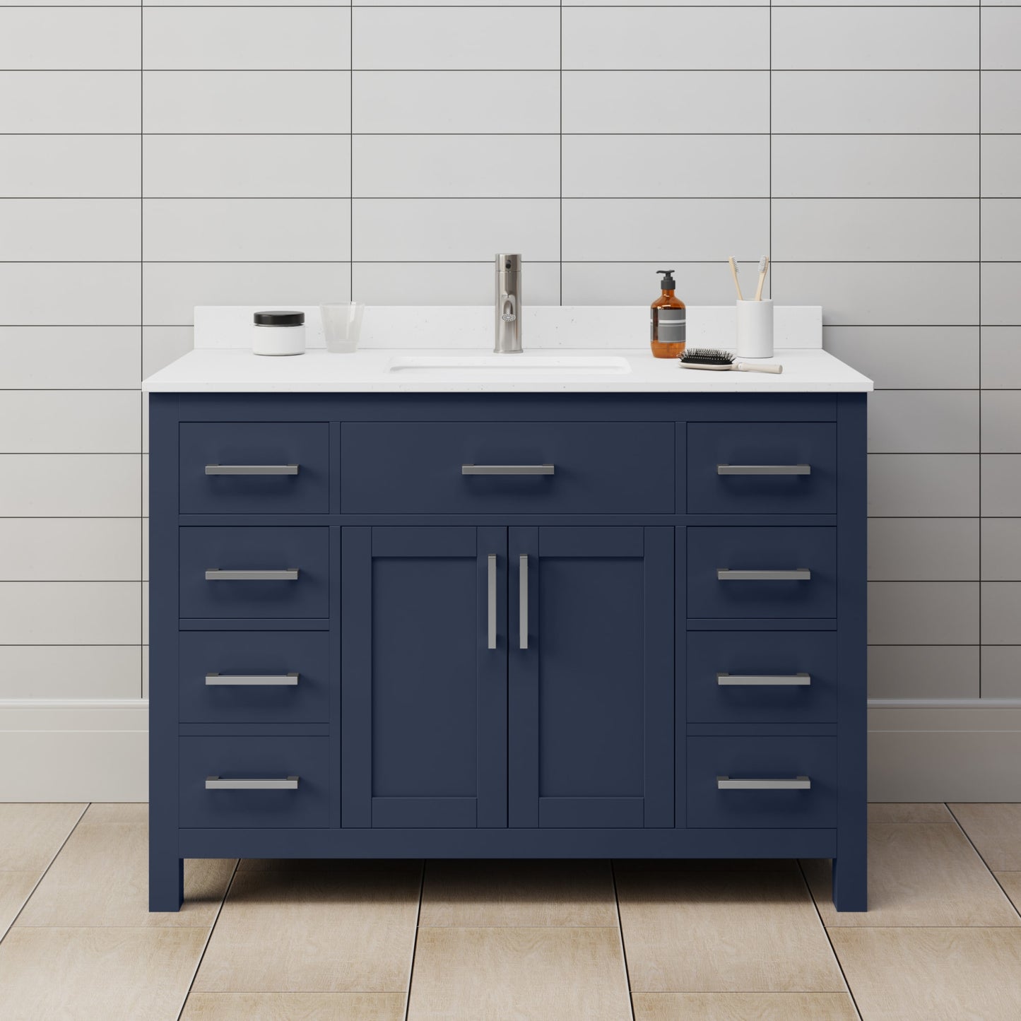 Beckett Bathroom Vanity with Countertop 48 inch Single Sink Single hole Faucet Setup