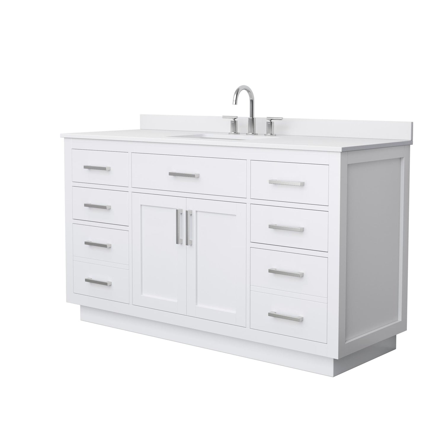 Beckett TK Bathroom Vanity with Countertop 60 inch Single Sink 3-hole Faucet Setup