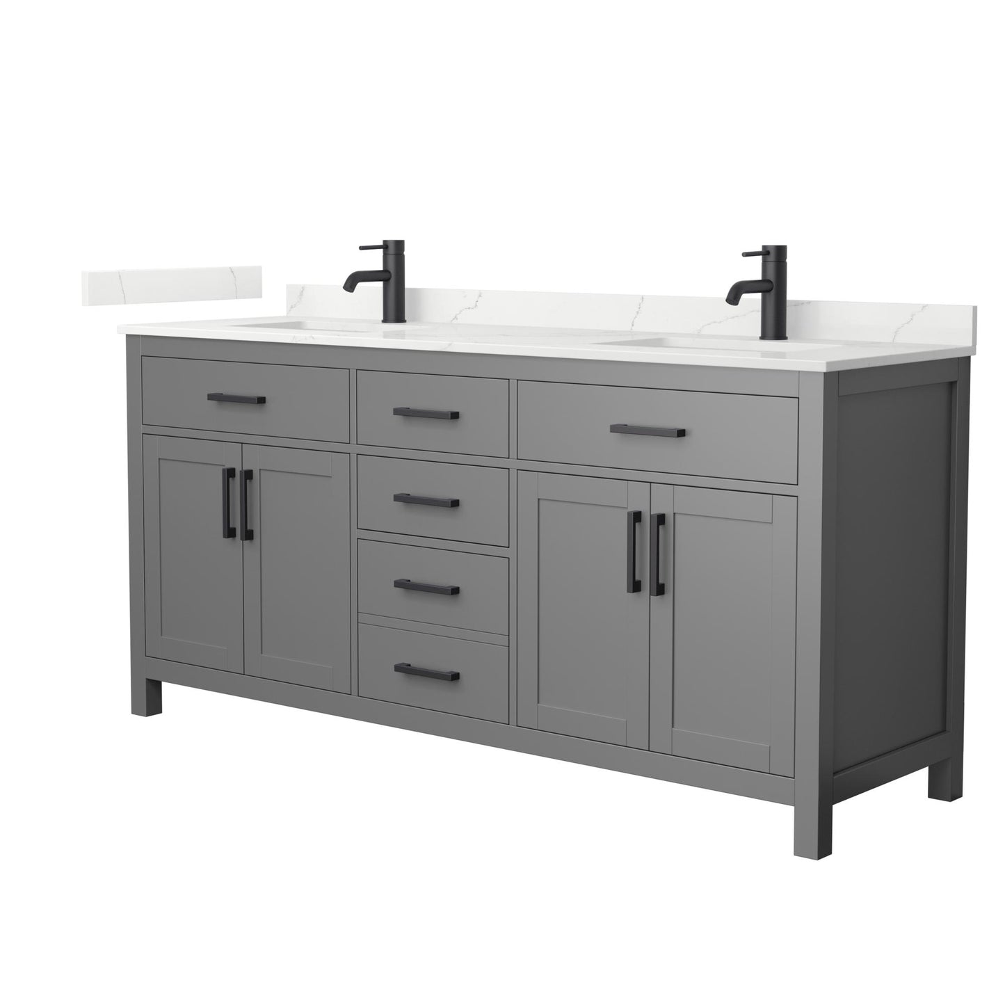 Beckett Bathroom Vanity with Countertop 72 inch Double Sink Single hole Faucet Setup