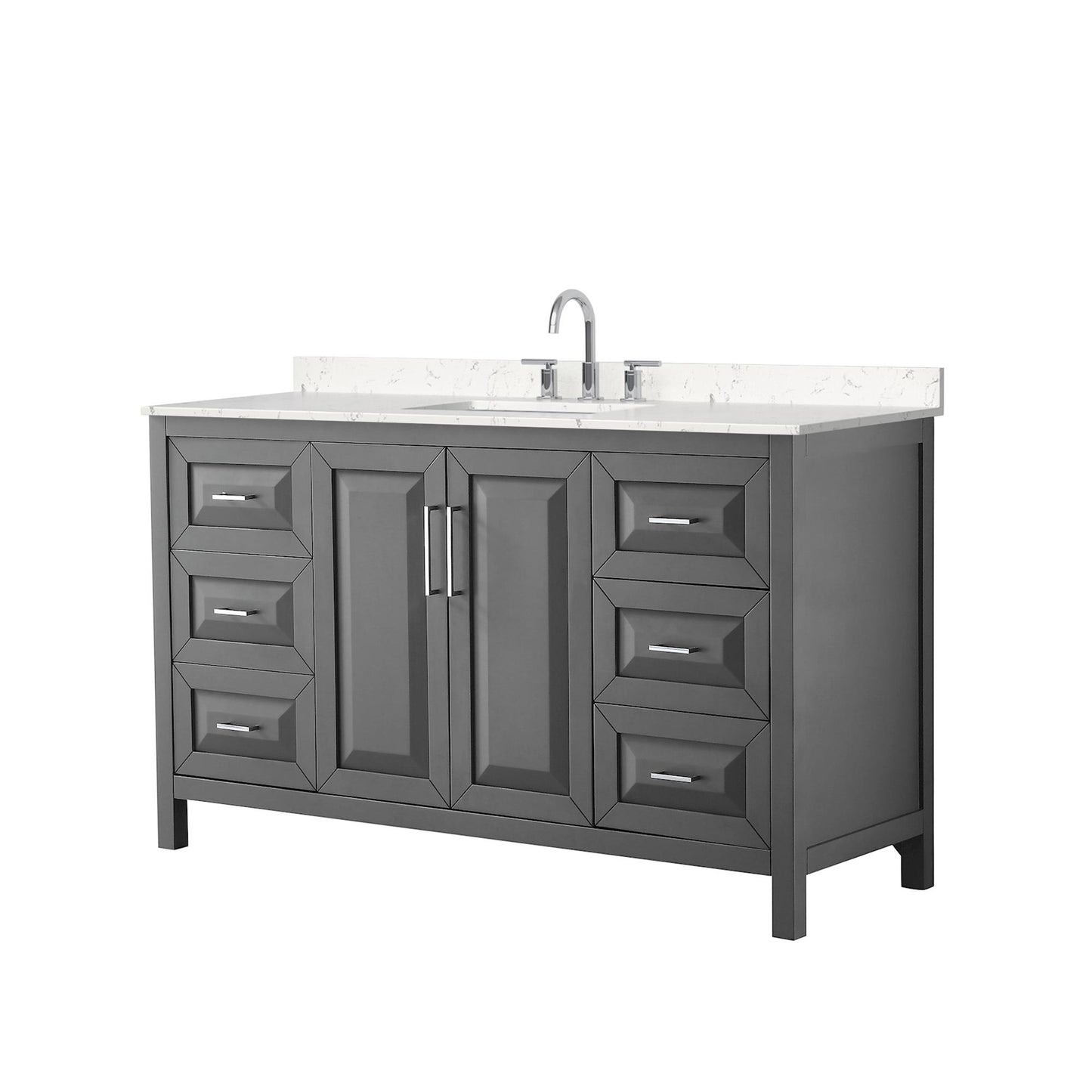 Daria Bathroom Vanity with Countertop 60 inch Single Sink 3-hole Faucet Setup