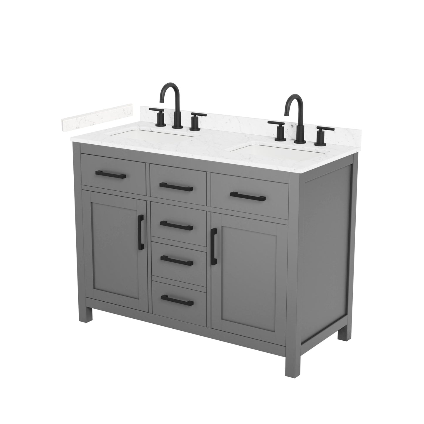 Beckett Bathroom Vanity with Countertop 48 inch Double Sink 3-hole Faucet Setup