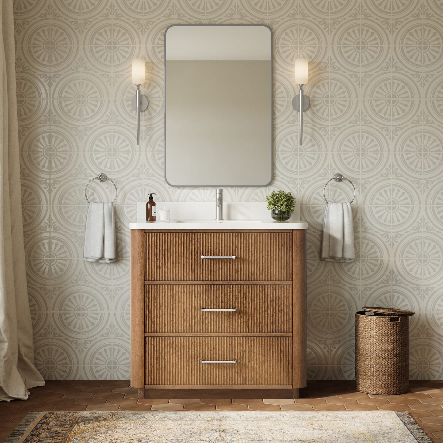 Francesca Bathroom Vanity with Countertop 36 inch Single Sink Single hole Faucet Setup