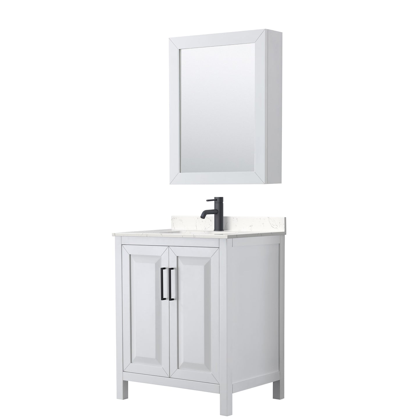 Daria Bathroom Vanity with Countertop 30 inch Single Sink Single hole Faucet Setup