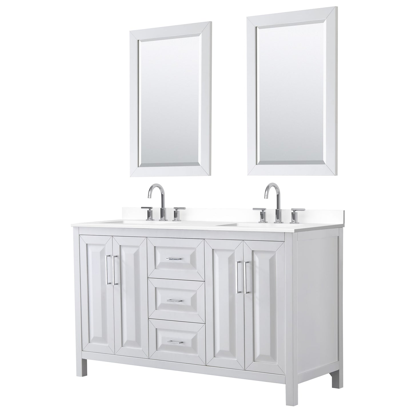 Daria Bathroom Vanity with Countertop 60 inch Double Sink 3-hole Faucet Setup