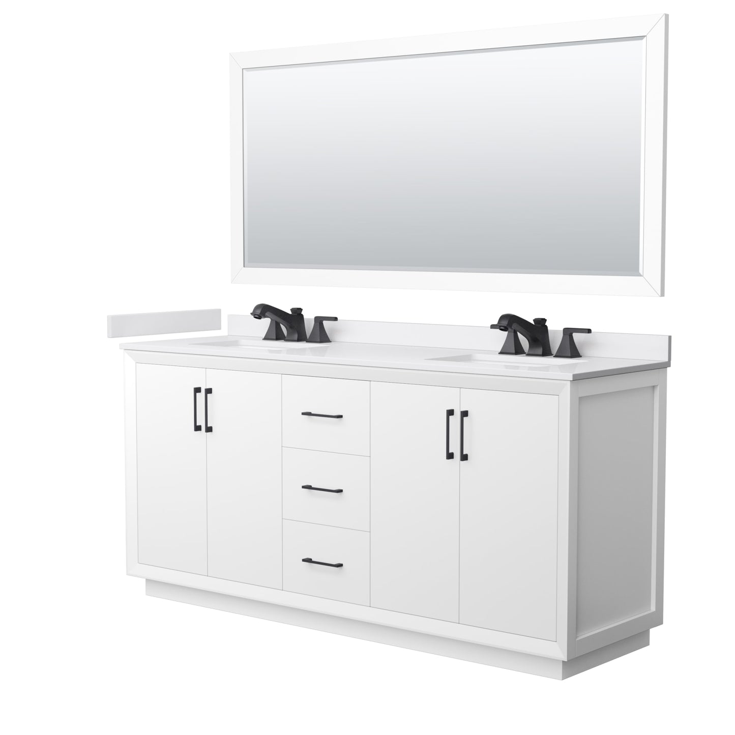 Strada Bathroom Vanity with Countertop 72 inch Double Sink 3-hole Faucet Setup