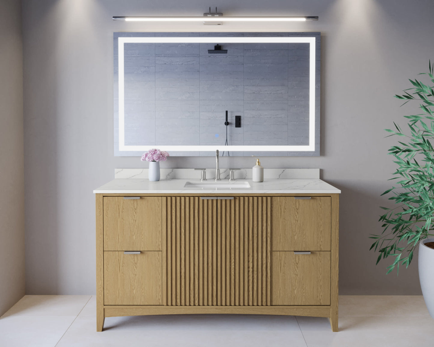 Palmilla Bathroom Vanity with Countertop 60 inch Single Sink 3-hole Faucet Setup