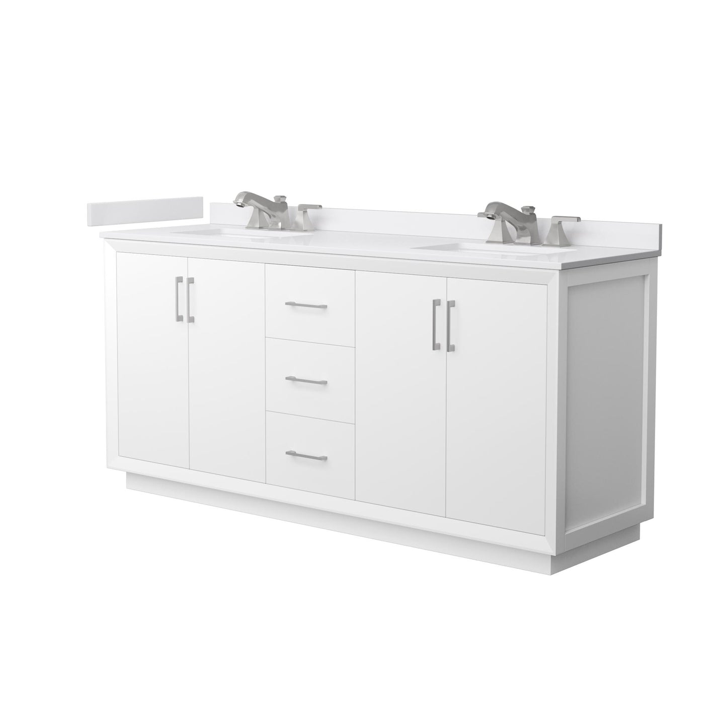 Strada Bathroom Vanity with Countertop 72 inch Double Sink 3-hole Faucet Setup