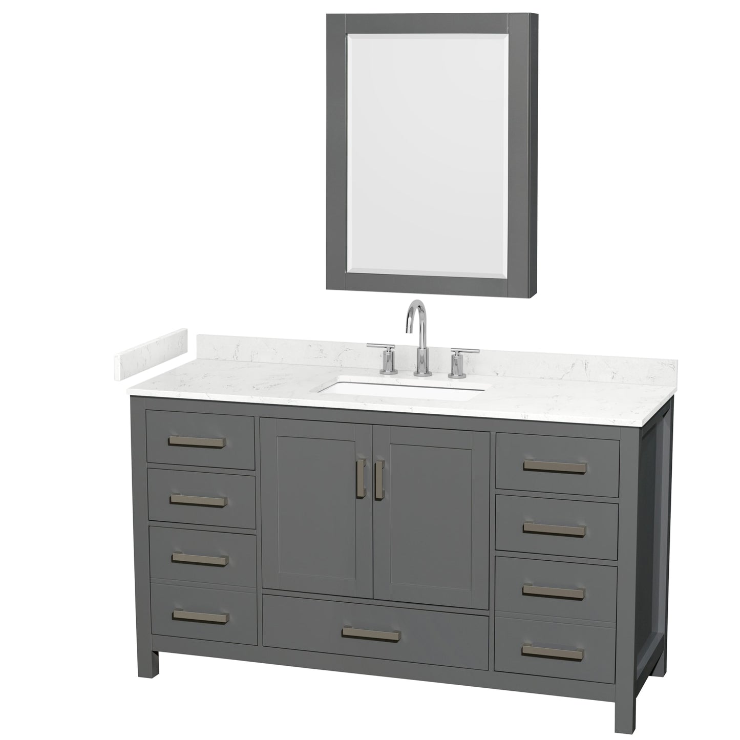 Sheffield Bathroom Vanity with Countertop 60 inch Single Sink 3-hole Faucet Setup