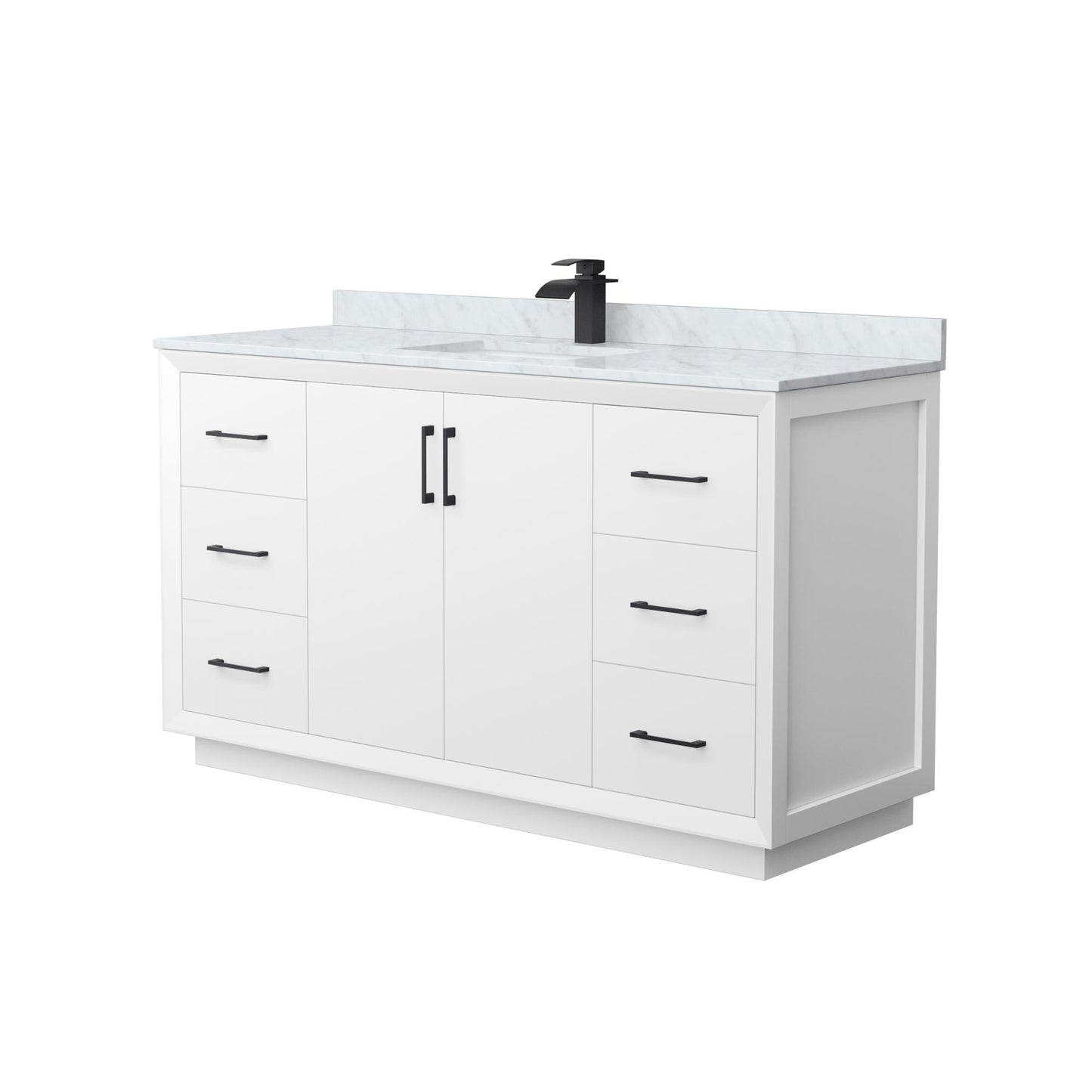 Strada Bathroom Vanity with Countertop 60 inch Single Sink Single hole Faucet Setup